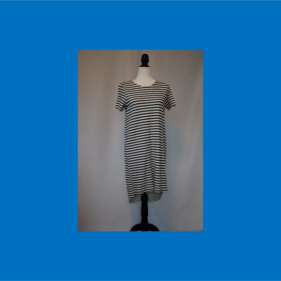 Zara high-low tunic or shirtdress, Navy & White Stripes, Size M, Super Stretchy - Picture 1 of 2